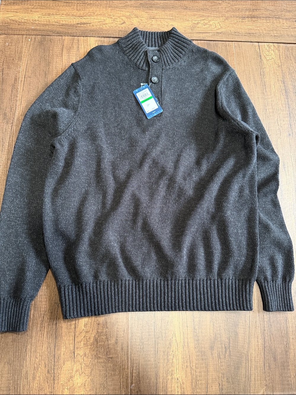 IZOD Men’s Black‎ Mock Neck Henley Sweater NWT Size Large L MSRP $80